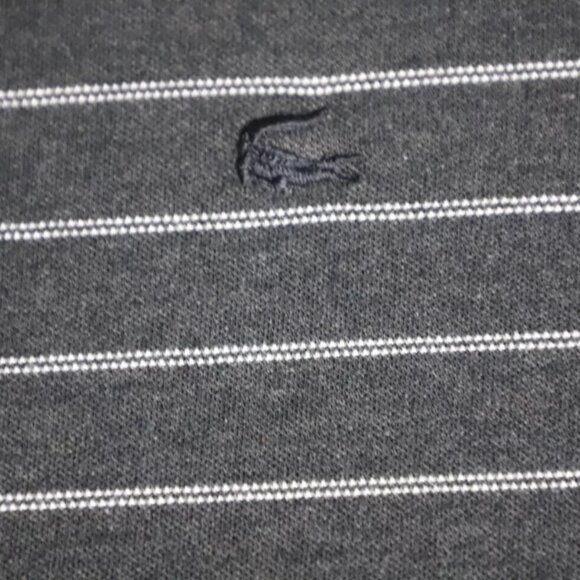 Lacoste Polo Shirt Mens 5 Black Striped Preppy Long Sleeve Alligator Embroidery - Picture 4 of 9